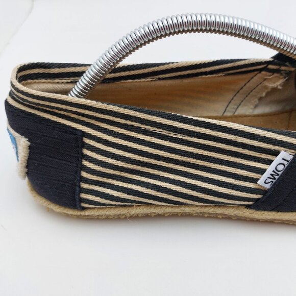 Toms Men's Classic University Navy Stripe Canvas Flat Slip on - Picture 7 of 10